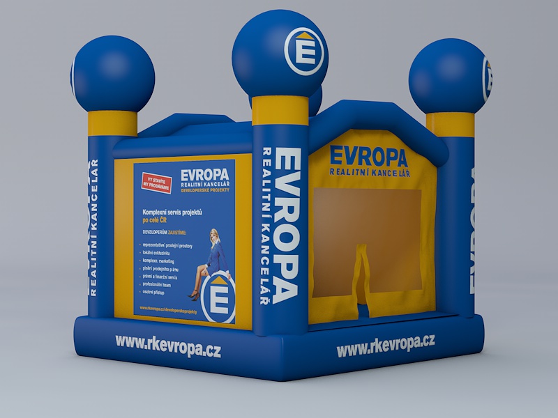 Skákací hrad s potiskem pro dětské akce, eventy a promo kampaně
